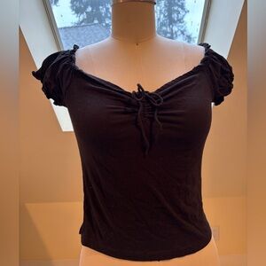 Black cotton Collectif off shoulder top with bow